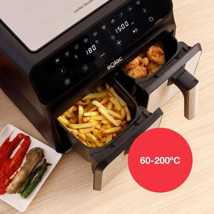 Produktbild Solac Luftfritteuse mit zwei Körben, berührungssensitive Steuerung, programmierbar, ohne Öl, 11 Funktionen