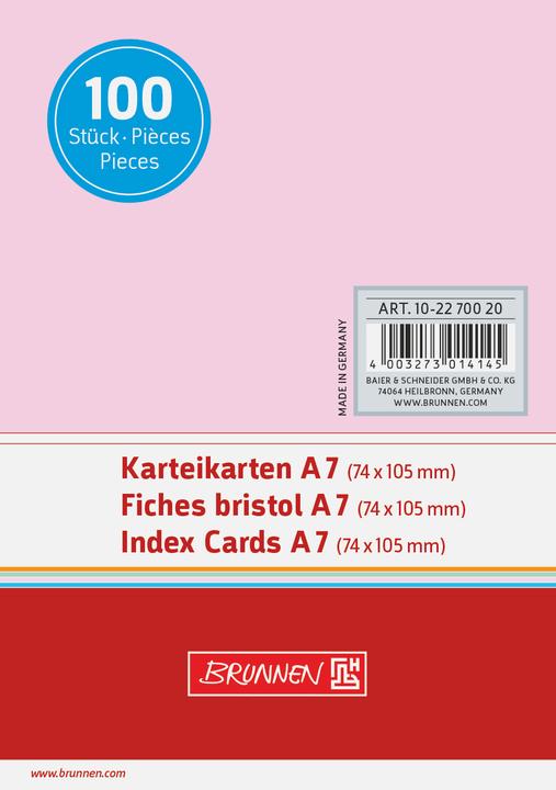 Produktbild Karteikarte DIN A7 quer blanko rot 100 St./Pack. (A7, 180 g/m²)