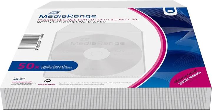 MediaRange Plastic zakje 1 schijfje met tabbladen met kleefruggen. 50 stuks