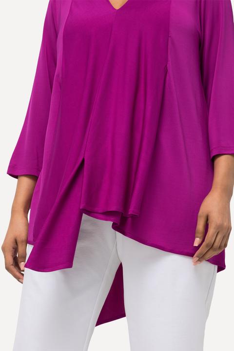 Actual product image Ulla Popken Asymmetric Layered 3/4 Sleeve Slinky Shirt (50, 52)