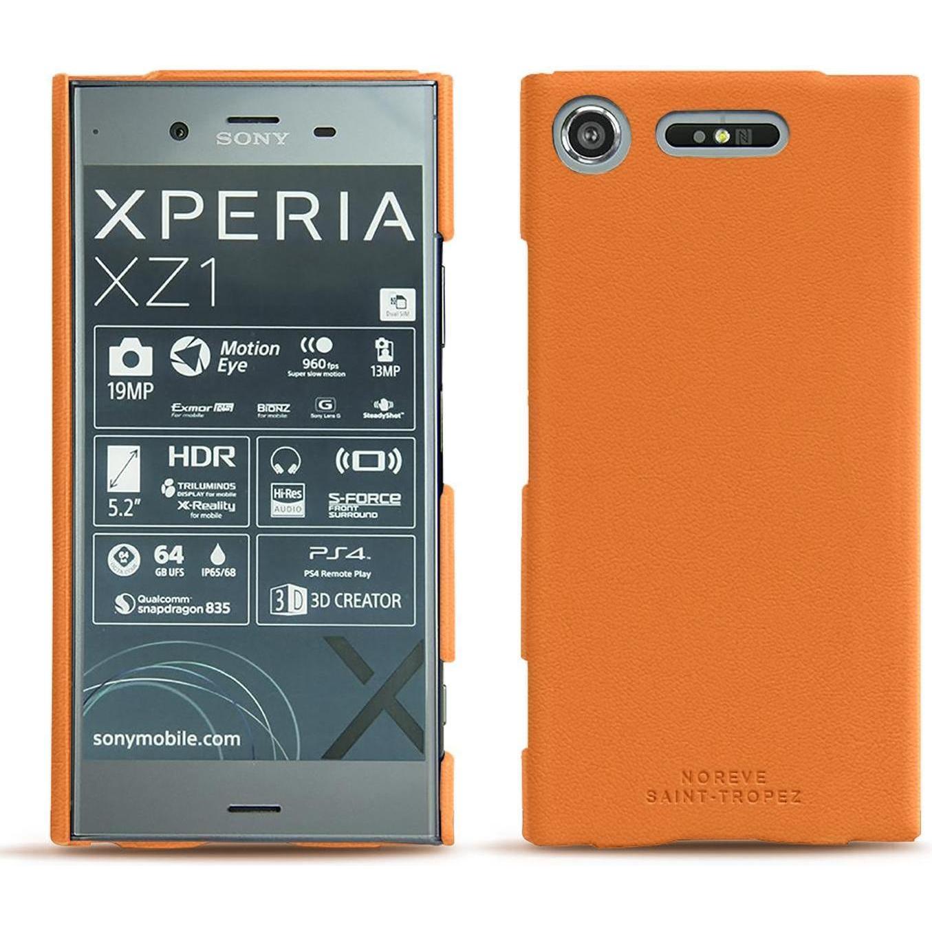 Thumbnail - Noreve Lederschutzhülle (Sony Xperia XZ1), Smartphone Hülle, Orange