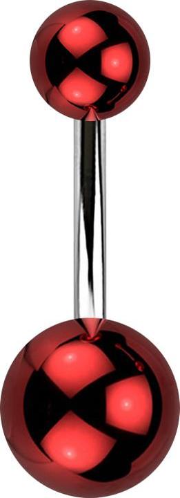 Produktbild Star Piercing Banane silber mit zwei Kugeln glasbeschichtet rot (Chirurgenstahl 316L, ohne Messing, Kunststoff)
