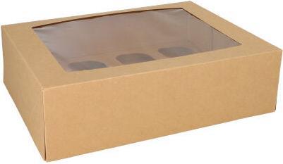 Produktbild Papstar 25 Cupcake-Kartons eckig 10 cm x 27 cm x 17,5 cm mit Sichtfenster aus PLA (25 x)