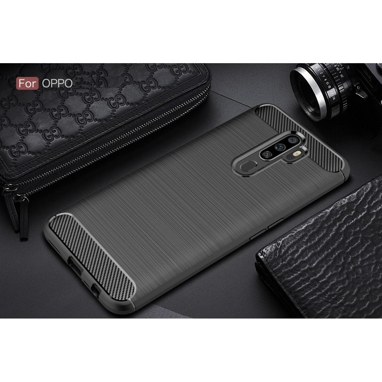 Thumbnail - Screenguard Oppo A5 2020 Hülle Carbon Brushed Soft TPU (Oppo A5 (2020)), Smartphone Hülle, Schwarz