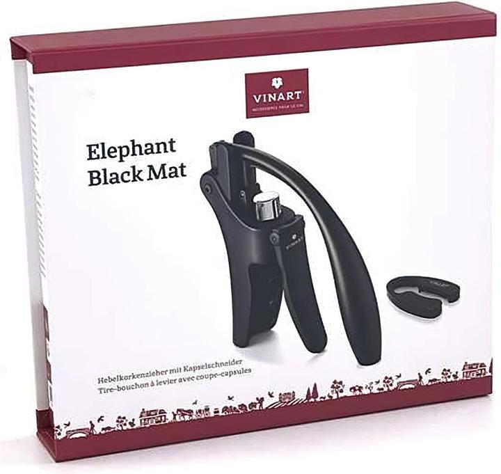 Image du produit Vinart ELEPHANT Hebelkorkenzieher schwarz matt mit Kapselschneider (Tire-bouchon)