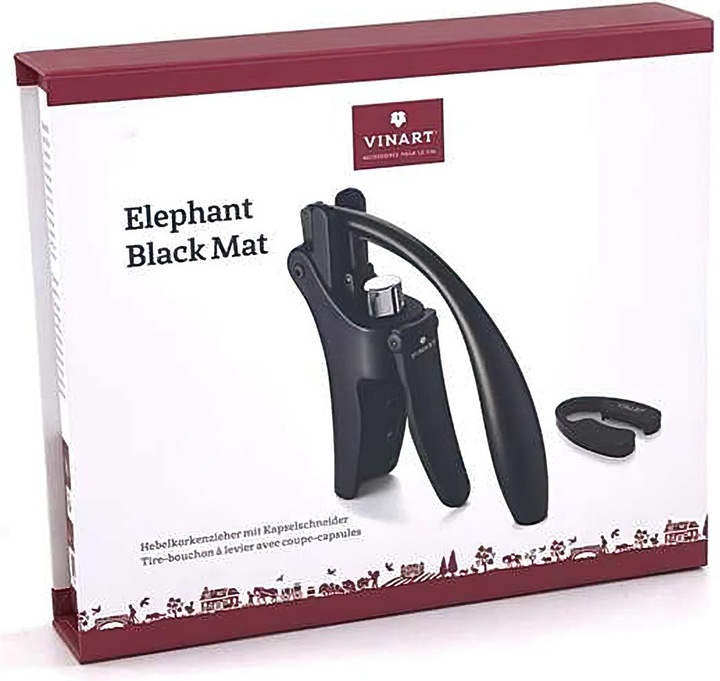 Produktbild Vinart ELEPHANT Hebelkorkenzieher schwarz matt mit Kapselschneider (Korkenzieher)
