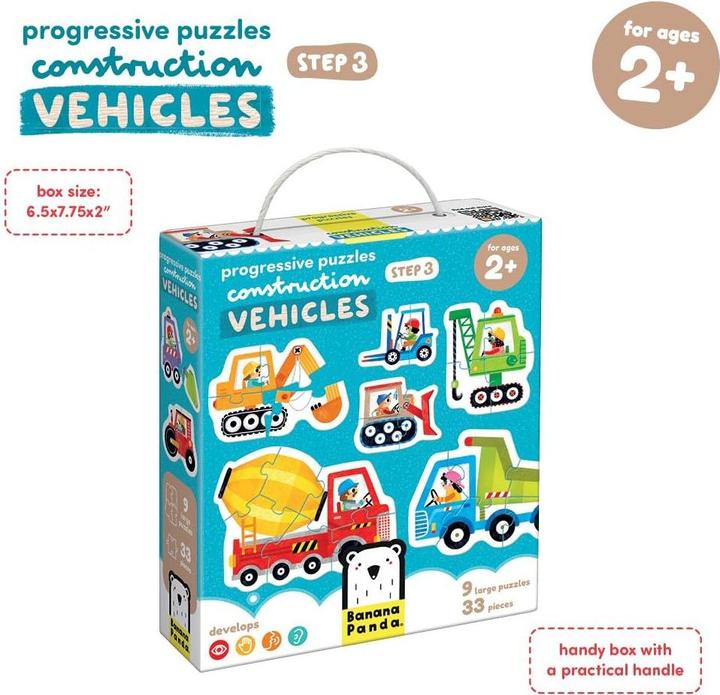 Banana Panda 49031 - Puzzle Veicoli In Azione: 4 Puzzle Progressivi Da Pavimento Per Bambini 3+ - 4
