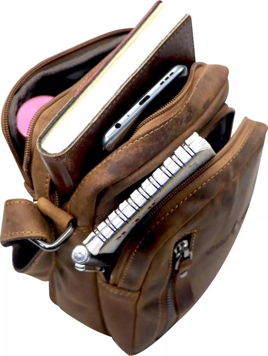 Actual product image Greenwood Herrentasche Echtleder 9 Zoll Nili Vintage Look Sandel No.11