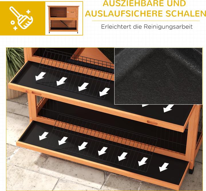 Image du produit PawHut Kaninchenstall Tannenholz, Stahl Orange