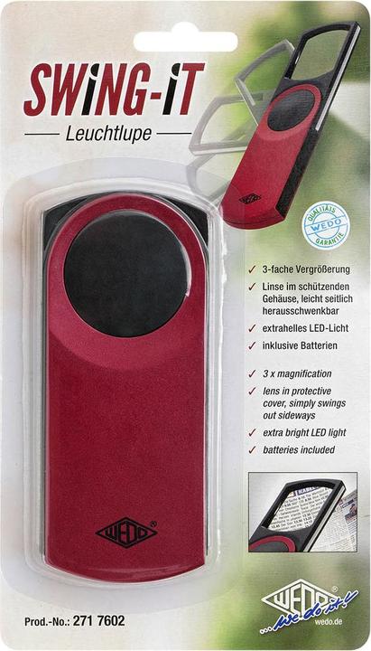 Produktbild Wedo Leuchtlupe SWING-IT rot-metallic