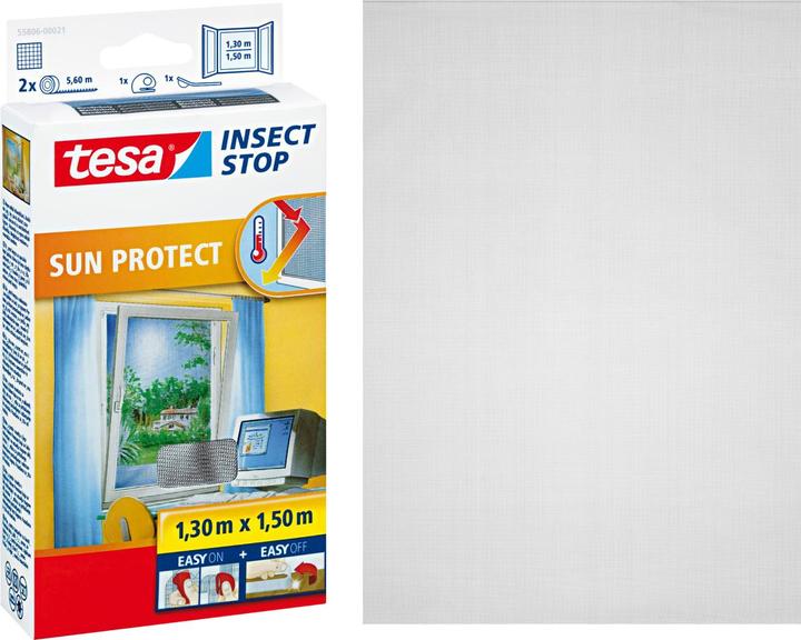 Produktbild tesa Insektenschutz COMFORT für Fenster, mit Klettband, selbstklebend, ohne Bohren (130 x 150 cm)
