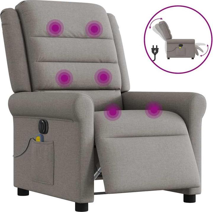 Produktbild vidaXL Massagesessel Elektrisch Taupe Stoff