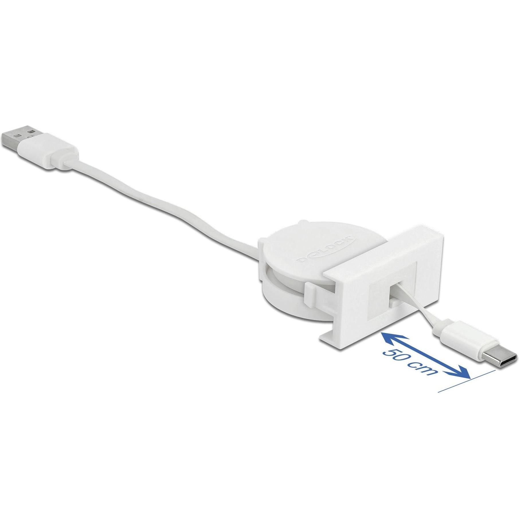 Delock USB A — USB C (0.62 m, USB 2.0), USB Kabel