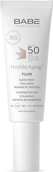Actual product image Babe Baby-Labor HealthyAging+ Fluid SPF 50 Face Sunscreen Repairs and Corrects Elastic and Radiant Skin F (Sun cream face, SPF 50, 50 ml, 0.05 g)