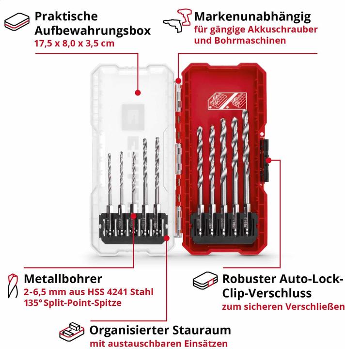 Actual product image Einhell 108723 Metal twist drill set 10 pieces 2 mm, 2.5 mm, 3 mm, 3.5 mm, 4 m (2 mm, 2.5 mm, 3 mm, 6.5 mm, 3.5 mm, 4 mm, 4.5 mm, 5 mm, 5.5 mm, 6 mm)