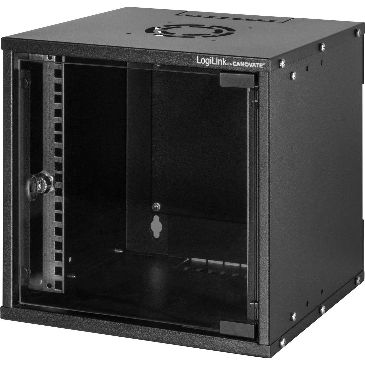 LogiLink Rack Wall Mount Cabinet EconLine 06U b (10 Zoll Rack), Serverschrank, Schwarz