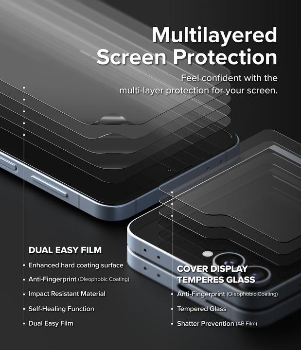 Actual product image Ringke Screen Protector for Galaxy Z Flip 6 3-in-1 PROTECTOR Dual Easy Film 2P + Cover Display 2P + Hinge D (1 Piece, Samsung Galaxy Z Flip6)