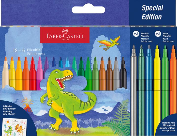 Produktbild Faber-Castell Faserschreiberetui 18+6 Dino sortiert (24x)