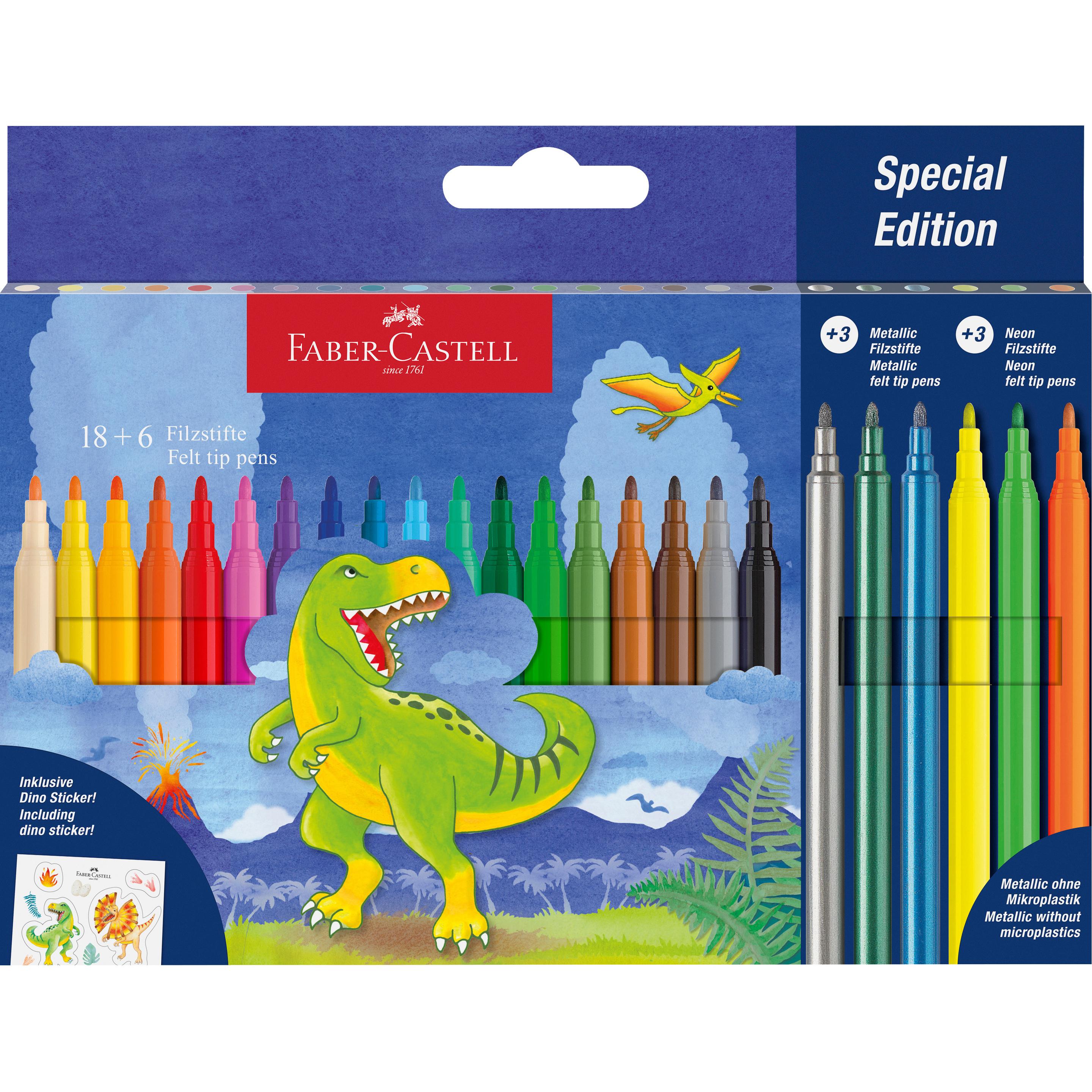 Faber-Castell, Pastelli, Faserschreiberetui 18+6 Dino sortiert (24 x)