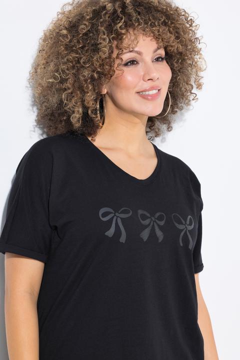 Immagine prodotto Ulla Popken T-shirt dal taglio oversize con fiocchi, scollo a V e mezze maniche (58)