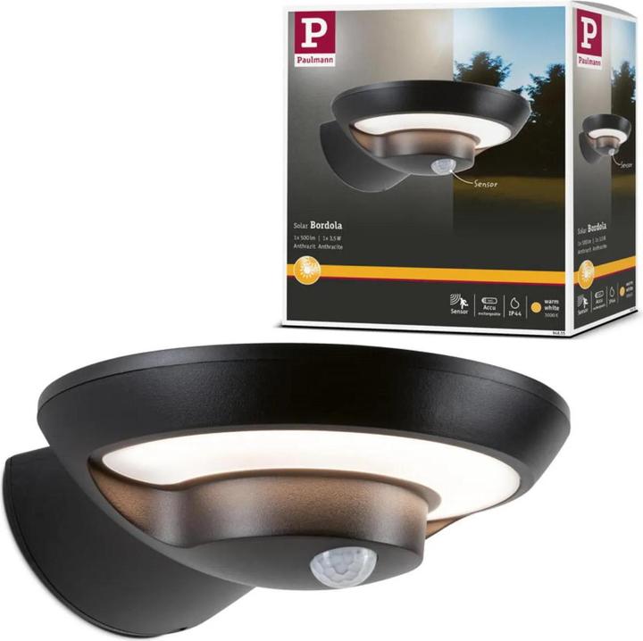 Produktbild Paulmann Solar Wandleuchte Bordola (220 lm, IP44)