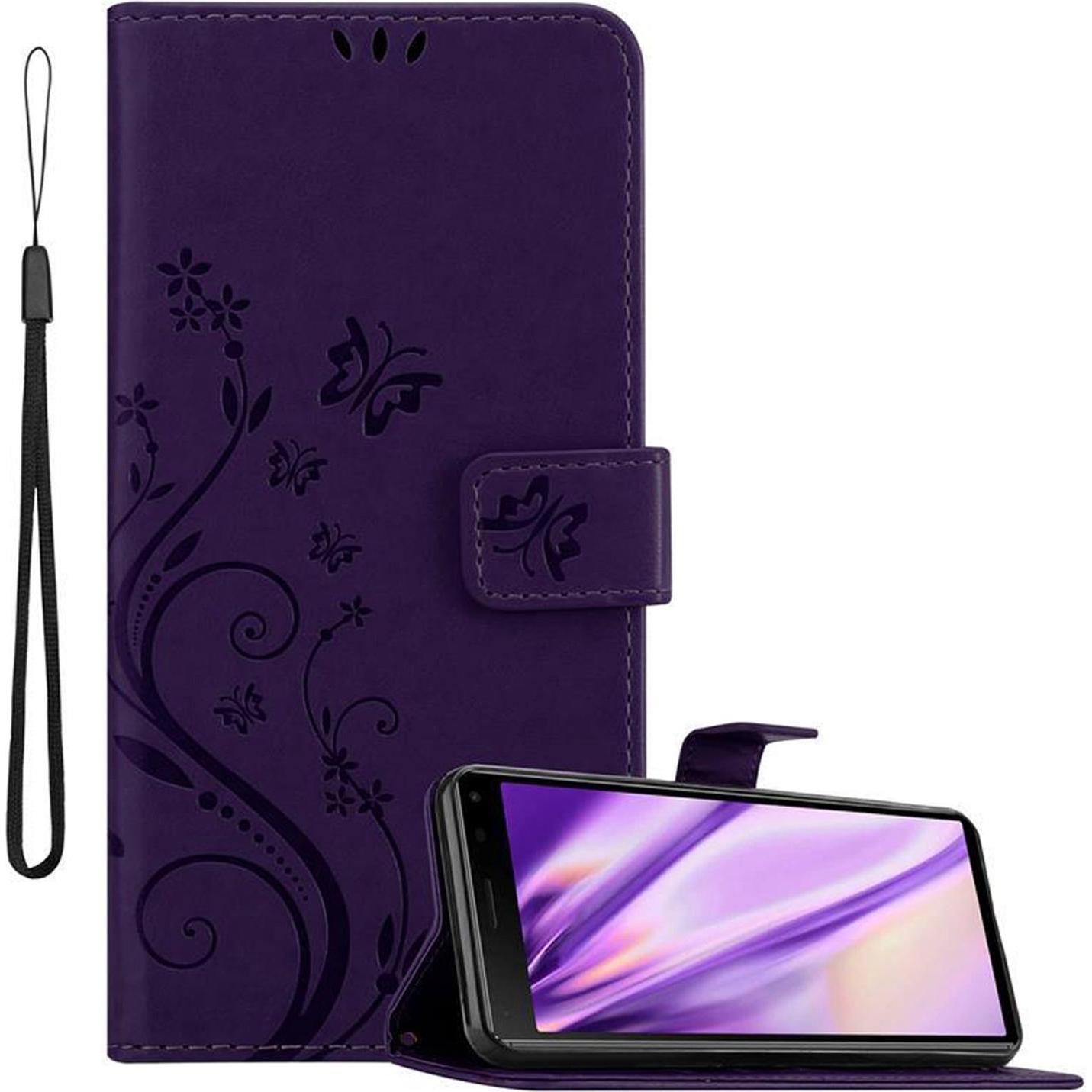 Cadorabo Flower Book Cover (Sony Xperia 8), Smartphone Hülle, Violett