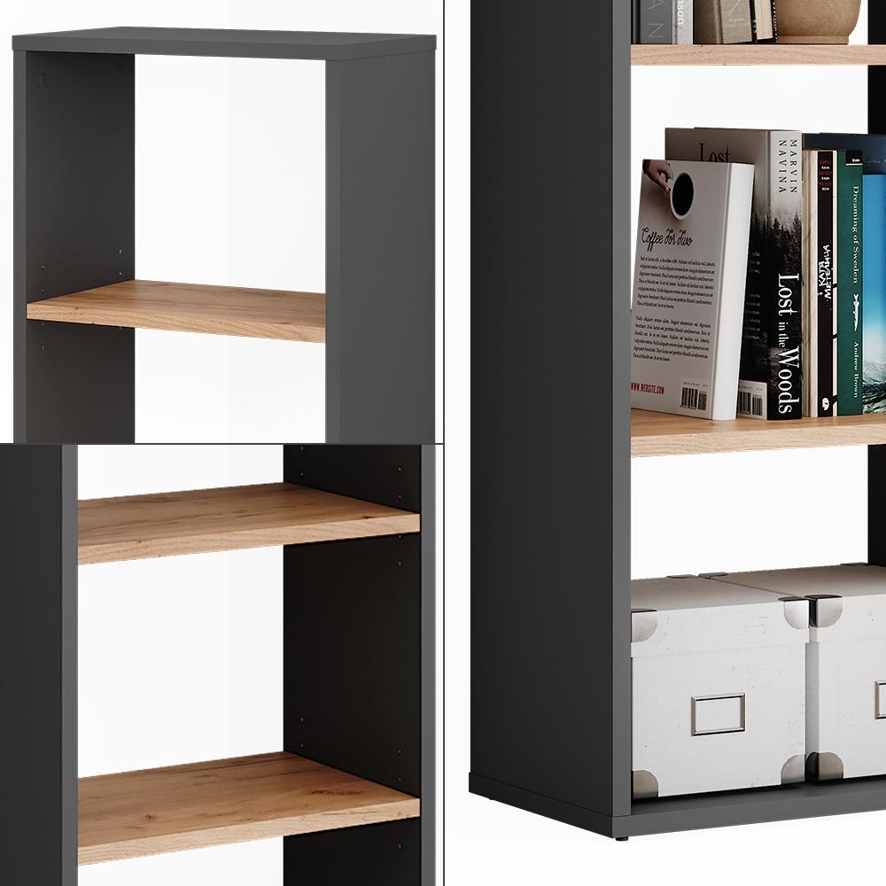 Thumbnail - Vichy, Schuhschrank, Standregal Orlando, Anthrazit/Goldkraft Eiche, 40 x 90.5 cm