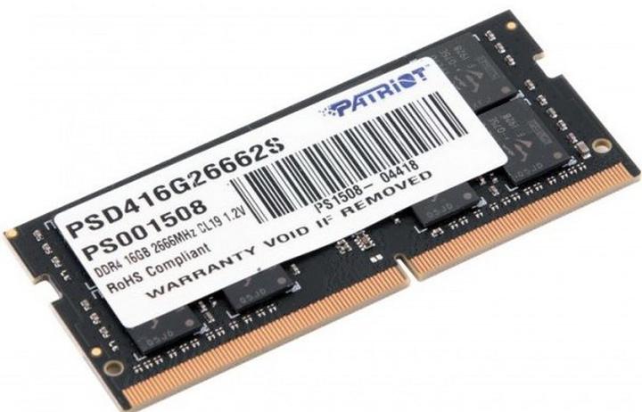 Actual product image Patriot PSD416G26662S Memory module GB DDR4 (1 x 16GB, 2666 MHz, DDR4-RAM, SO-DIMM)