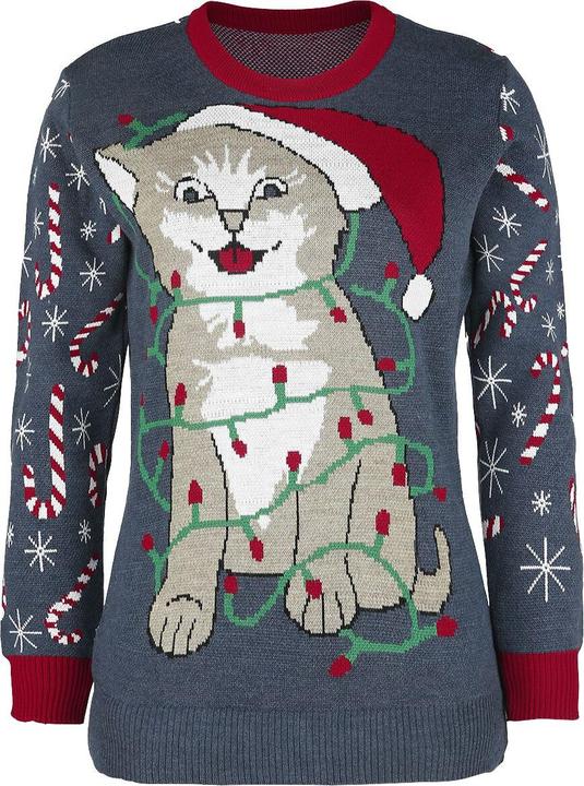 Image du produit Ugly Christmas Sweater Cat Wrapped In Lights (XXL)