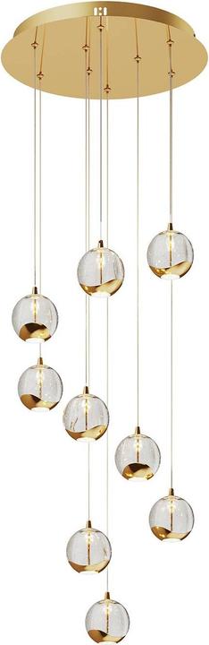 Actual product image Lucande Hayley 9 pendant light Clear/Gold (2610 lm)