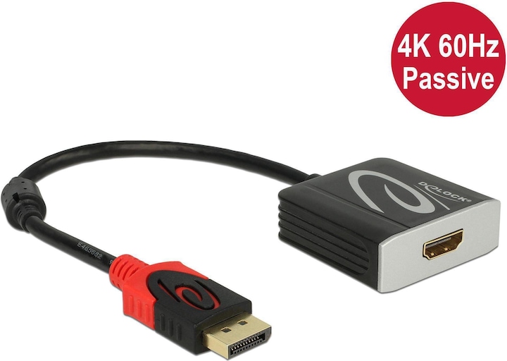 Produktbild Delock DisplayPort Adapter, 4K bis 60hz (HDMI, 16 cm)