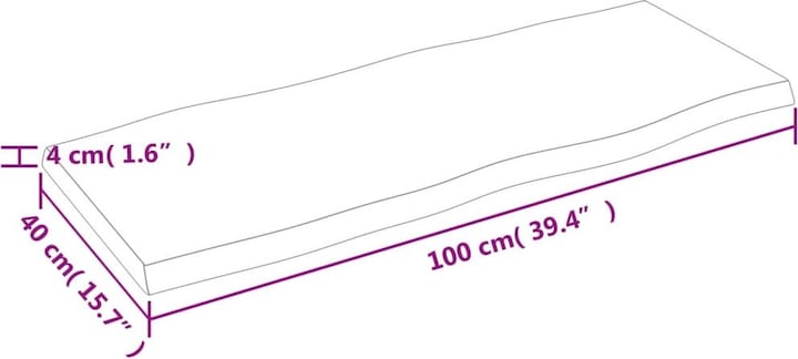 Actual product image VidaXL Tischplatte 100x40x4 cm Massivholz Eiche Behandelt (100 x 40 x 4 cm)