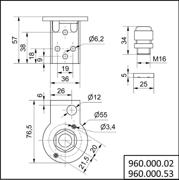 Actual product image Werma 70mm terminal base mounting bracket