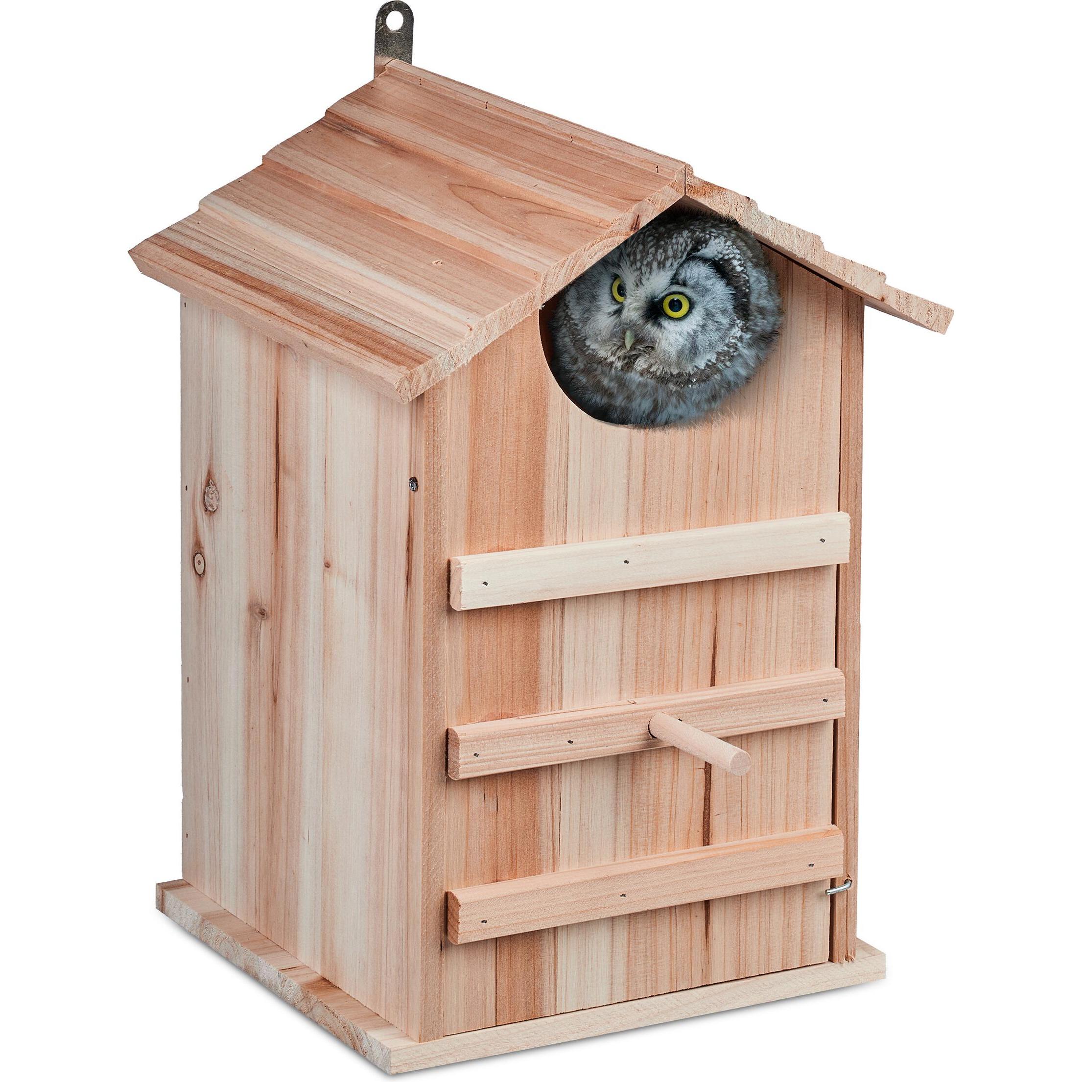 Comparer les prix de Relaxdays Nichoir d’extérieur pour chouettes bois de sapin porte inclinable trou d’envol HL 95 x 95 cm nature