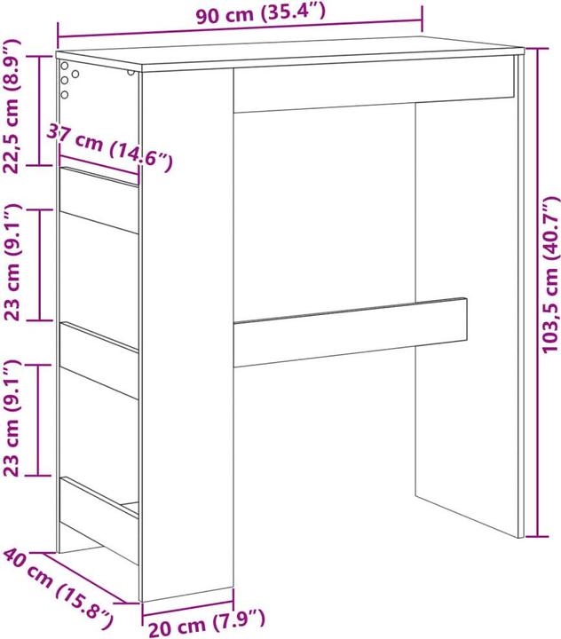 Actual product image VidaXL Bar table with shelf