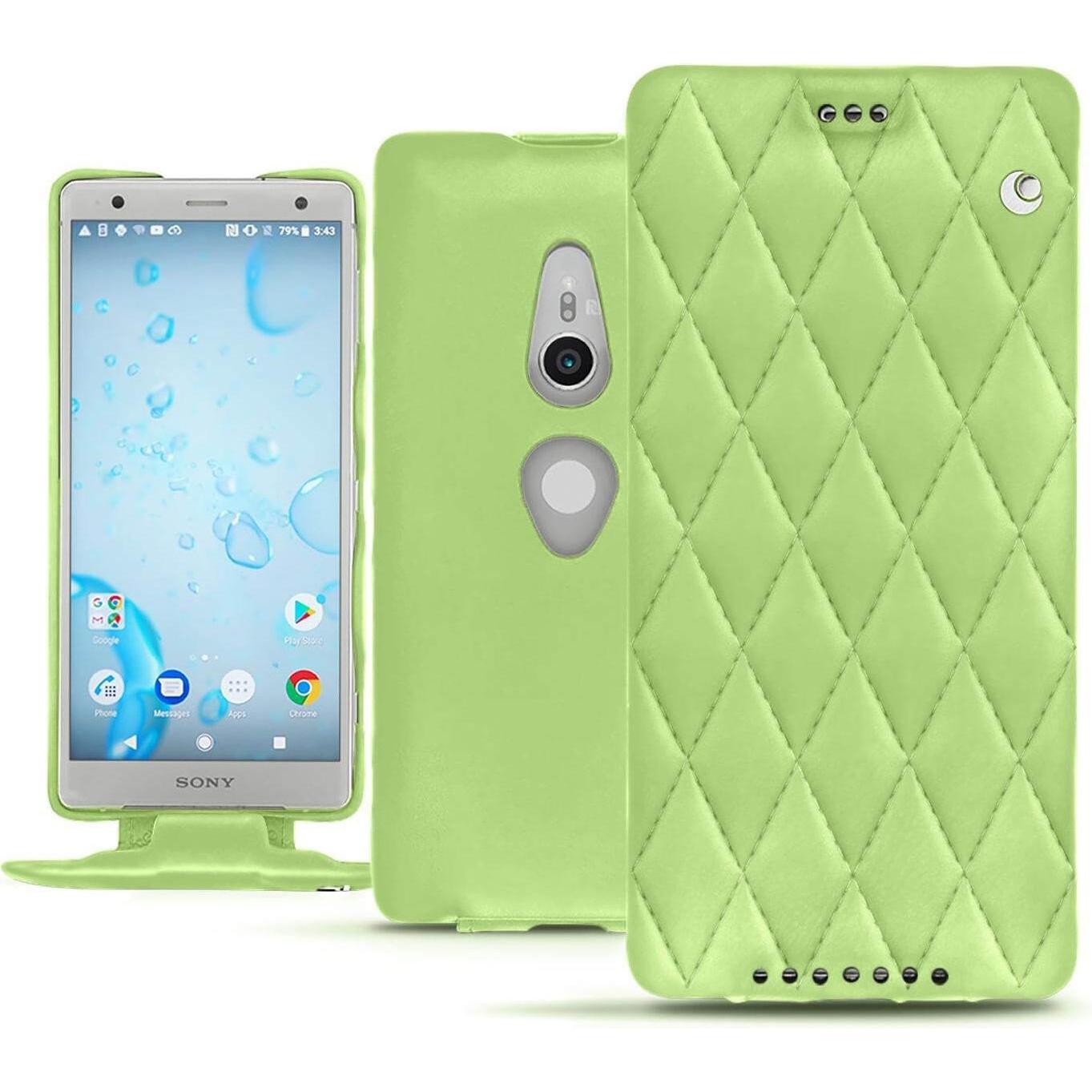 Noreve Lederschutzhülle vertikal (Sony Xperia XZ2), Smartphone Hülle, Grün