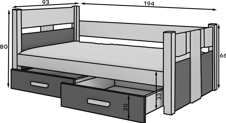 Image du produit ADRK Furniture Lit superposé 180x80 (80 x 180 cm)