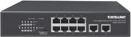 Actual product image Intellinet 8-Port Gigabit Ethernet PoE+ Switch with 2 RJ45 Gigabit Uplink Ports (8 ports)