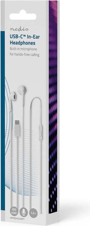 Actual product image Nedis Kopfhörer mit Kabel | USB-C™ | Kabellänge: 1.20 m | Eingebautes Mikro | Lautstärke-Regler | We (Cable)