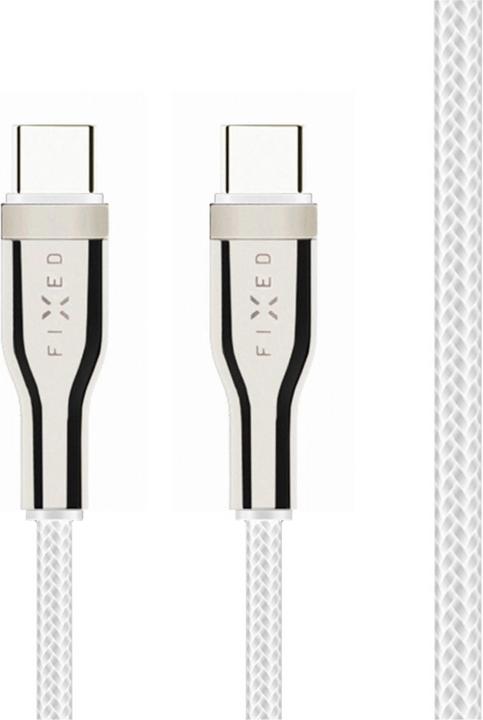 Actual product image Fixed Braided Cable USB-C/USB-C, 1.2m, 100W, White (1.20 m, USB 2.0, 100 W)