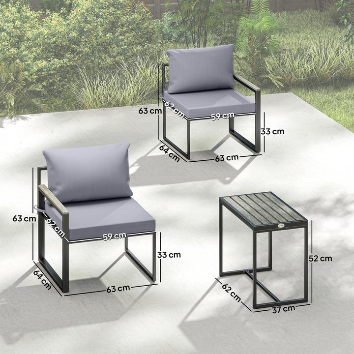 Image du produit Outsunny Balkonmöbel Set Stahl, Polyester Grau