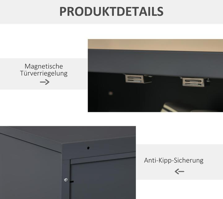 Produktbild Homcom Aufbewahrungsschrank Metall Grau (33 x 75 x 110 cm)