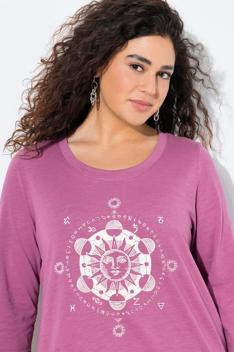 Image du produit Ulla Popken T-shirt à col rond et manches 3/4, coupe Classic, strass (42, 44)