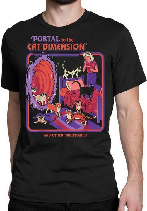 Actual product image Steven Rhodes Unisex Adult Portal To The Cat Dimension T-Shirt (L)