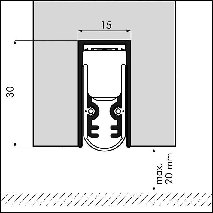 Elton, Türdichtung, Ellen Autom. Türbodendichtung Ellen Matic Soundproof z. Einnuten silber L 1208mm
