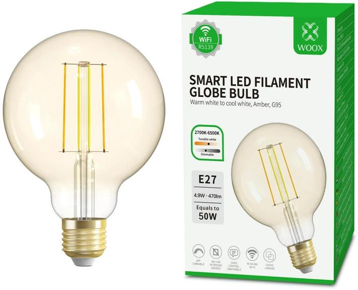 Actual product image Woox R5139 Smart Lighting Intelligent Light Bulb Wi-Fi/Bluetooth (E27, 4.90 W, 470 lm, 1 x, F)