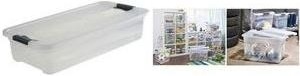 Produktbild keeeper Aufbewahrungsbox "cornelia", 33 Liter, transparent Box und Deckel: transparent / Clips: schwarz (79.5 x 39.5 x 17 cm, 33 l)