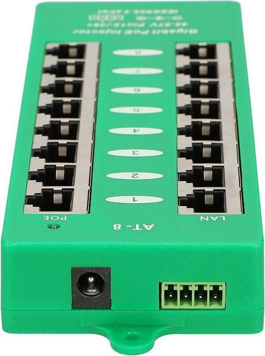 Produktbild Extralink ACTIVE POE INJECTOR 8 PORT GIGABIT 802.3AT/AF MODE A - - 8-Port Gigabit Ethernet (802.3af (PoE), 802.3at (PoE+))