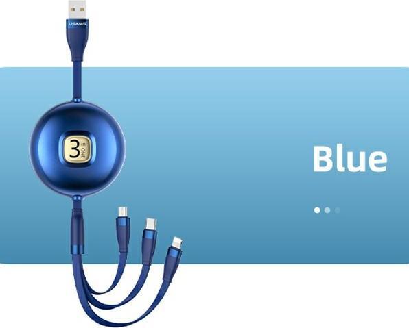 Immagine prodotto Usams Cavo USB U69 3w1 1m Blu / Blu (lightning / microUSB / USB-C) SJ508USB02 (US-SJ508) (1 m)