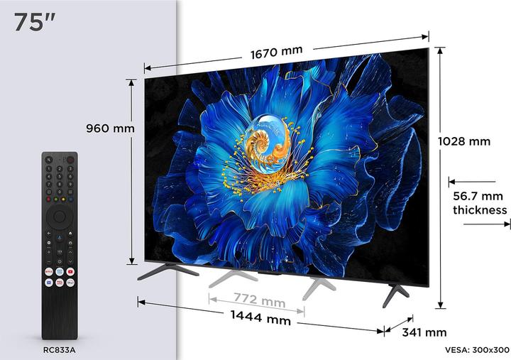 Produktbild TCL 75C6KS (75", CS6, Mini-LED, 4K, 2025)